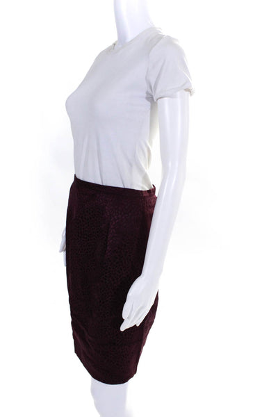 BCBG Max Azria Women's Silk Lined Cheetah Print  Mini Slit Skirt Purple Size 0