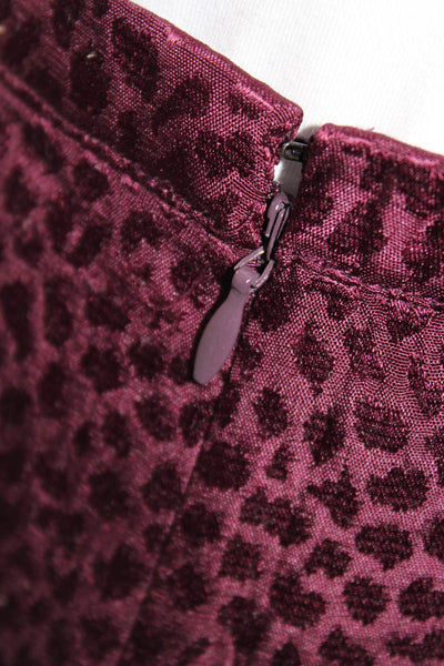 BCBG Max Azria Women's Silk Lined Cheetah Print  Mini Slit Skirt Purple Size 0