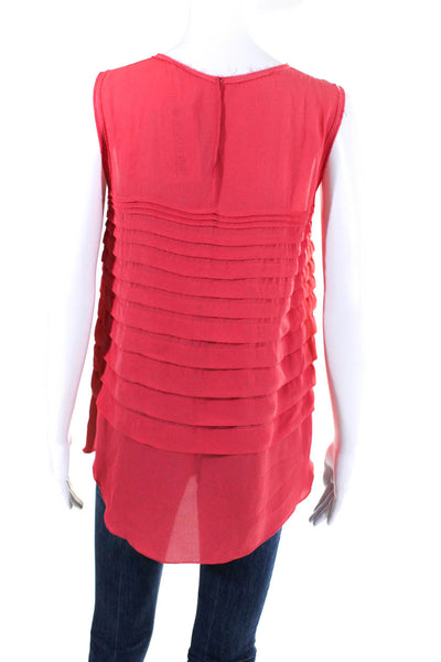 L'Agence Women's Silk Round Neck Sleeveless Pleated Blouse Carol Size 4