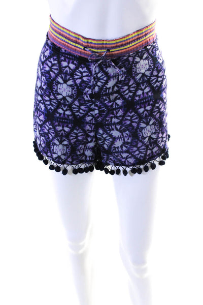 Les Petites Womens Low Rise Tie Dye Drawstring Shorts Purple Orange Size Small