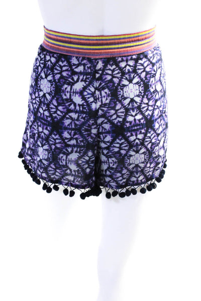 Les Petites Womens Low Rise Tie Dye Drawstring Shorts Purple Orange Size Small