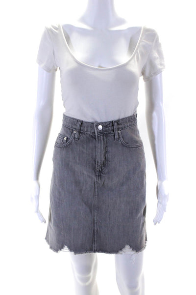 Nobody Jeans Womens Cutoff Denim Mini Pencil Skirt Gray Size 26