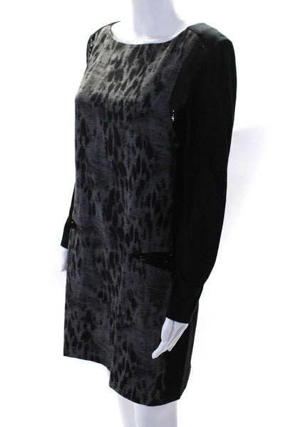 Philosophy di Alberta Ferretti Womens Wool Long Sleeve Shift Dress Black Size L