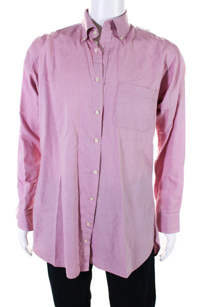 Thomas Pink Mens Collared Long Sleeved Casual Button Down Shirt Pink Size L