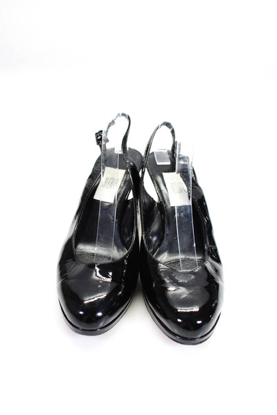 Jildor Women's Patent Leather Round Toe Slingback Heels Black Size 9.5