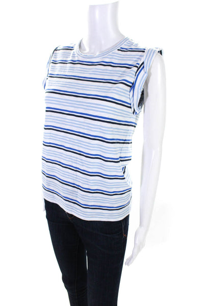 Veronica Beard Jeans Womens Sleeveless Crew Neck Striped Shirt Blue White XS