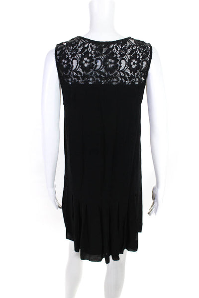 Joie Womens Black Silk Lace Trim V-neck Sleeveless Lined A-line Dress Size S