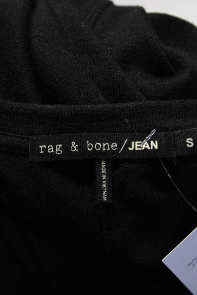 Rag & Bone Jean Women's Crewneck Cold Shoulder Short Sleeves Blouse Black Size S