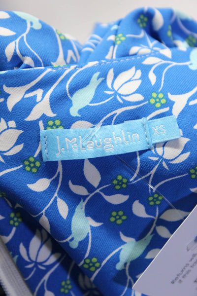 J Mclaughlin Women's Crewneck Short Sleeves Faux Wrap Midi Dress Blue Floral XS
