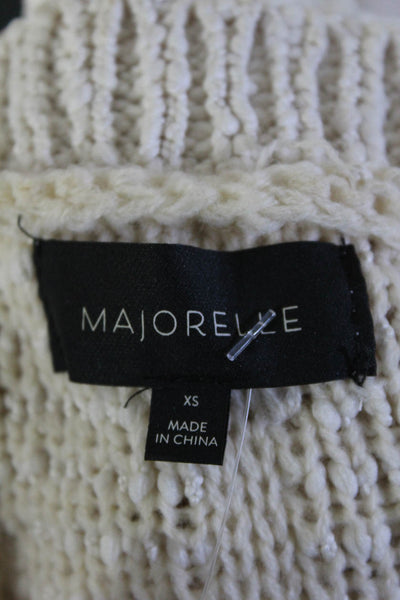 Majorelle Womens Crewneck Long Sleeve Tasseled Pullover Sweater Ivory Size XS