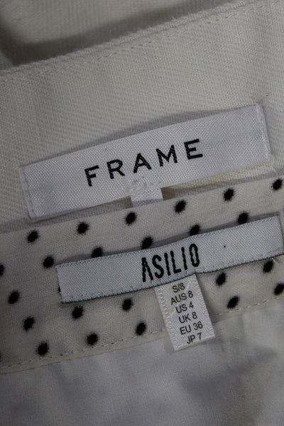 Asilio Women's Zip Lined Asymmetrical Mini Skirt White Polka Dot Size S Lot 2