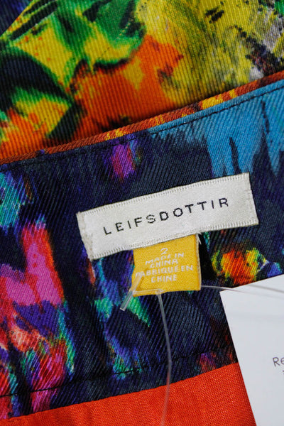 Leifsdottir Womens Silk Abstract Print Layered Mini Skirt Multicolor Size 2