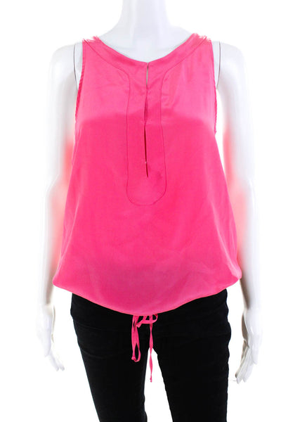 Rory Beca Womens Pink Silk Tie Waist Scoop Neck Sleeveless Blouse Top Size S
