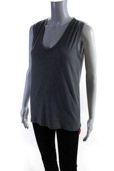 ATM Women's V-Neck Sleeveless Cotton T-Shirt Gray Size XS
