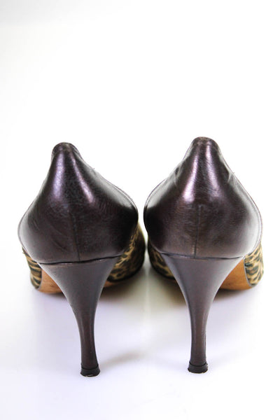 Donald J Pliner Womens Animal Print peep Toe Pumps Brown Size 7 Medium