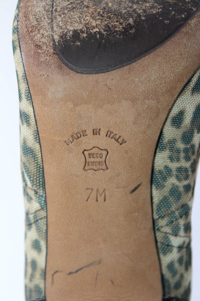 Donald J Pliner Womens Animal Print peep Toe Pumps Brown Size 7 Medium
