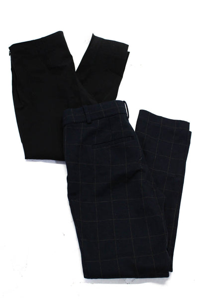 Theory Womens Windowpane Plaid Dress Pants Navy Blue Black Size 2 Lot 2