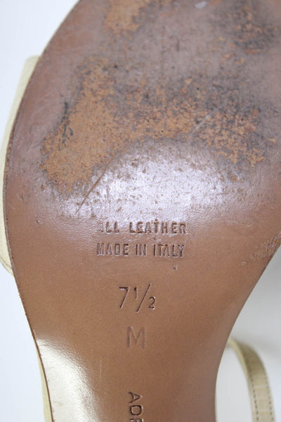 Adrienne Vittadini Women's Embossed Leather Open Toe Heels Yellow Size 7.5