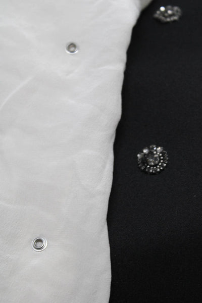 Club Monaco Womens Grommet Studded Crystal Top Shirt Black White Small Lot 2