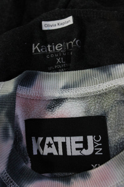 Katie J Womens Cropped Hooded Sweatshirts Green Gray Pink Size XL Lot 2