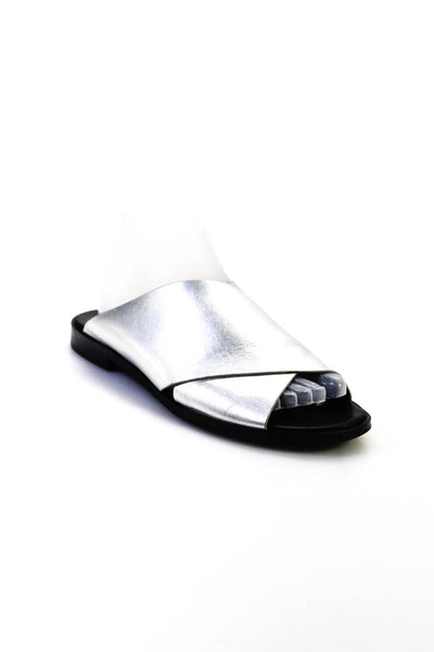 Marc Fisher Women's Open Front Crisscross Straps Flip Flop Sandals Silver Size 9