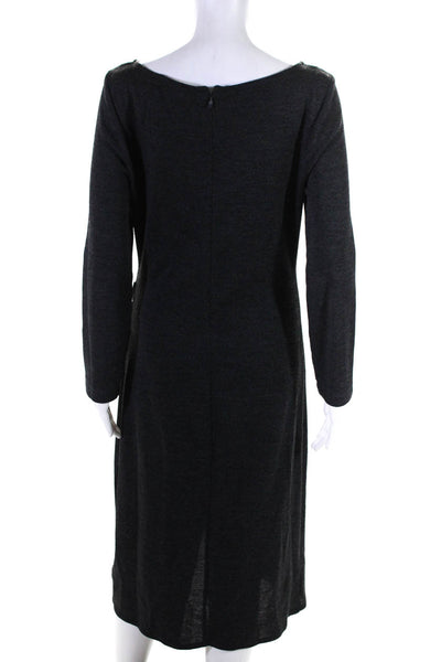 Michael Michael Kors Womens Long Sleeved Asymmetrical Slit Hem Dress Gray Size L