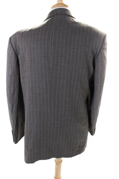 Oscar de la Renta Mens 100% Wool Pinstripe Three Button Blazer Brown Size 44