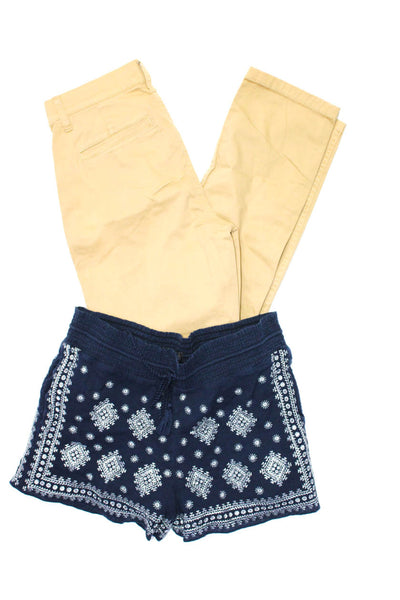 J Crew Womens Khaki Pants Embroidered Drawstring Shorts Size 24 Small Lot 2