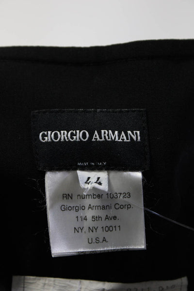 Giorgio Armani Womens Wool Side Zip Flared Hem Midi A-Line Skirt Black Size 44IT