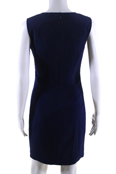 Elie Tahari Womens Sleeveless A-Line Zipper Accents Sheath Dress Blue Size 0