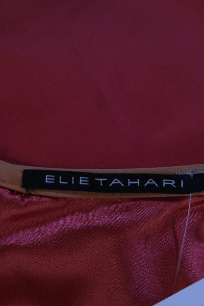 Elie Tahari Womens Sleeveless Color Block Round Neck Sheath Dress Coral Size 0