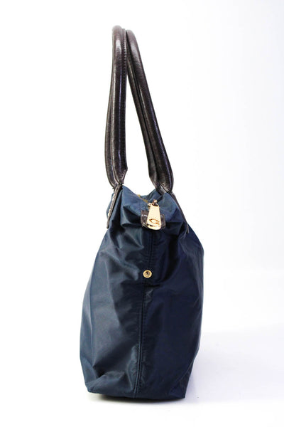 C Wonder Womens Zipper Closure Tote Handbag Navy Blue Small