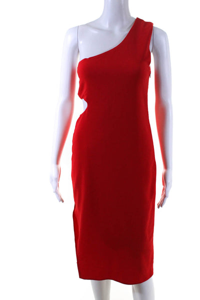 My T Wearables Womens One Shoulder Cutout Slit Knee Length Dress Red Size XS