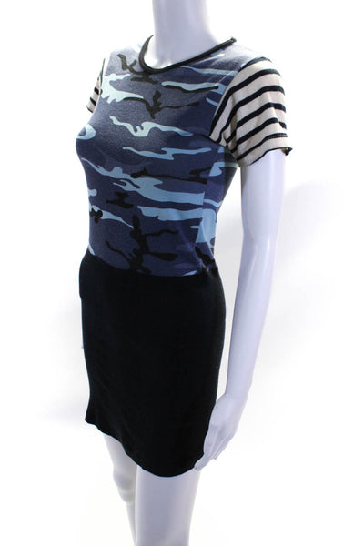 Edith A. Miller Womens Camouflage Pint Shirt Dress Blue Cotton Size Small