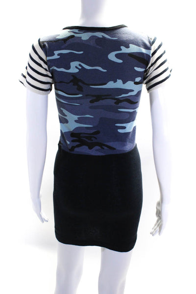 Edith A. Miller Womens Camouflage Pint Shirt Dress Blue Cotton Size Small