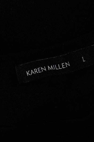 Karen Millen Women's Long Sleeve Multicolor Stripe Trim Blouse Black Size L