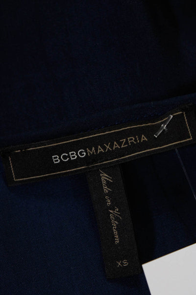 BCBGMAXAZRIA Women's V-Neck Sleeveless Asymmetrical Blouse Blue Size Extra Small