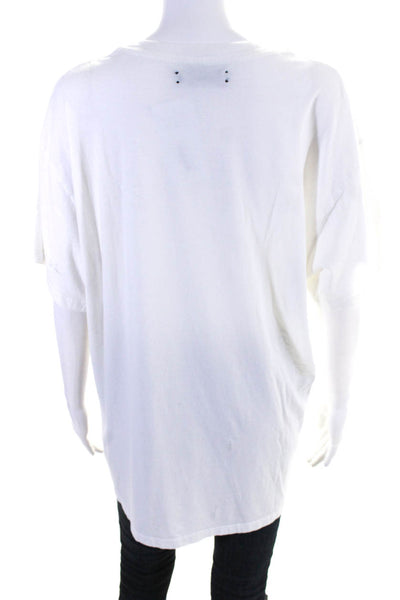 Amiri Womens Crew Neck Graphic Logo Print Top Tee Shirt White Black Size Medium