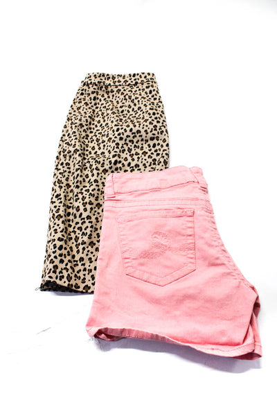J Crew Women's Zip Lined Pencil Midi Skirt Animal Print Pink Short Size 6 Lot 2