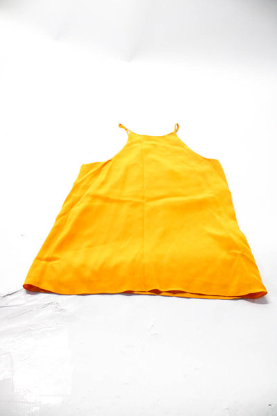 Tibi Womens Silk Round Neck Spaghetti Strap Camis Tops Green Orange Size 0 Lot 2