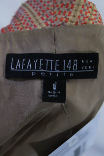 Lafayette 148 New York Petite Women's Printed Three Button Blazer Beige Size 8