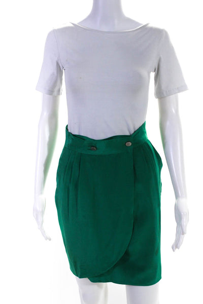 Rag & Bone Women's Silk Knee Length Straight Skirt Green Size 26