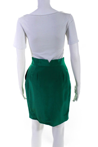 Rag & Bone Women's Silk Knee Length Straight Skirt Green Size 26