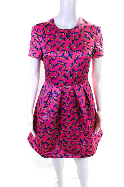 Markus Lupfer Women's Printed Short Sleeve A Line Mini Dress Pink Size S