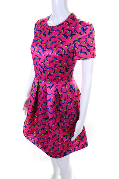 Markus Lupfer Women's Printed Short Sleeve A Line Mini Dress Pink Size S