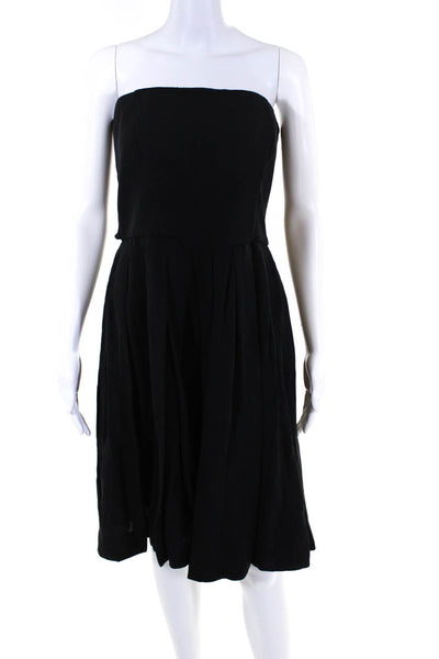 Armani Collezioni Women's Silk Sleeveless Full Skirt Bustier Dress Black Size 12