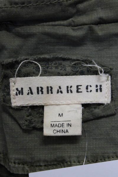 Marrakech Womens Front Zip Hooded Pocket Vest Jacket Green Cotton Size Medium