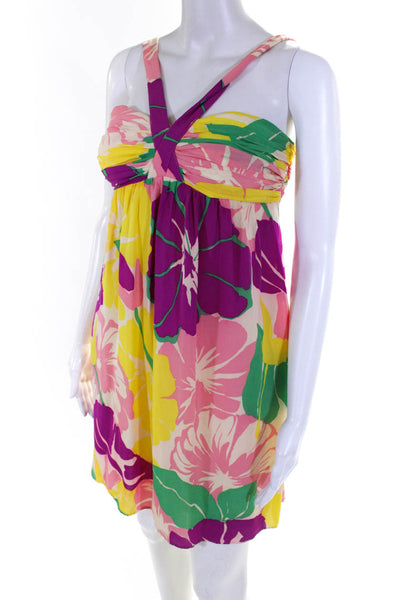 Shoshanna Womens Silk Floral Print A Line Sun Dress Multi Colored Size 0