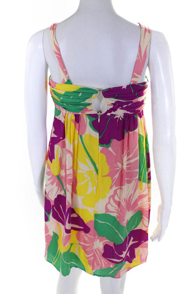 Shoshanna Womens Silk Floral Print A Line Sun Dress Multi Colored Size 0