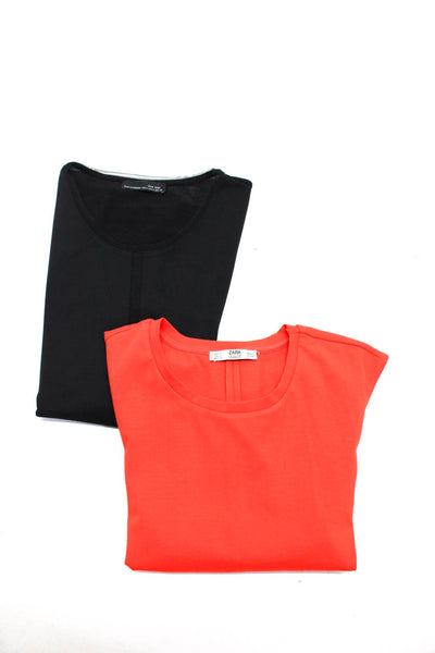 Zara W&B Zara Collection Basic Womens Blouse Top Dress Black Orange Size S Lot 2